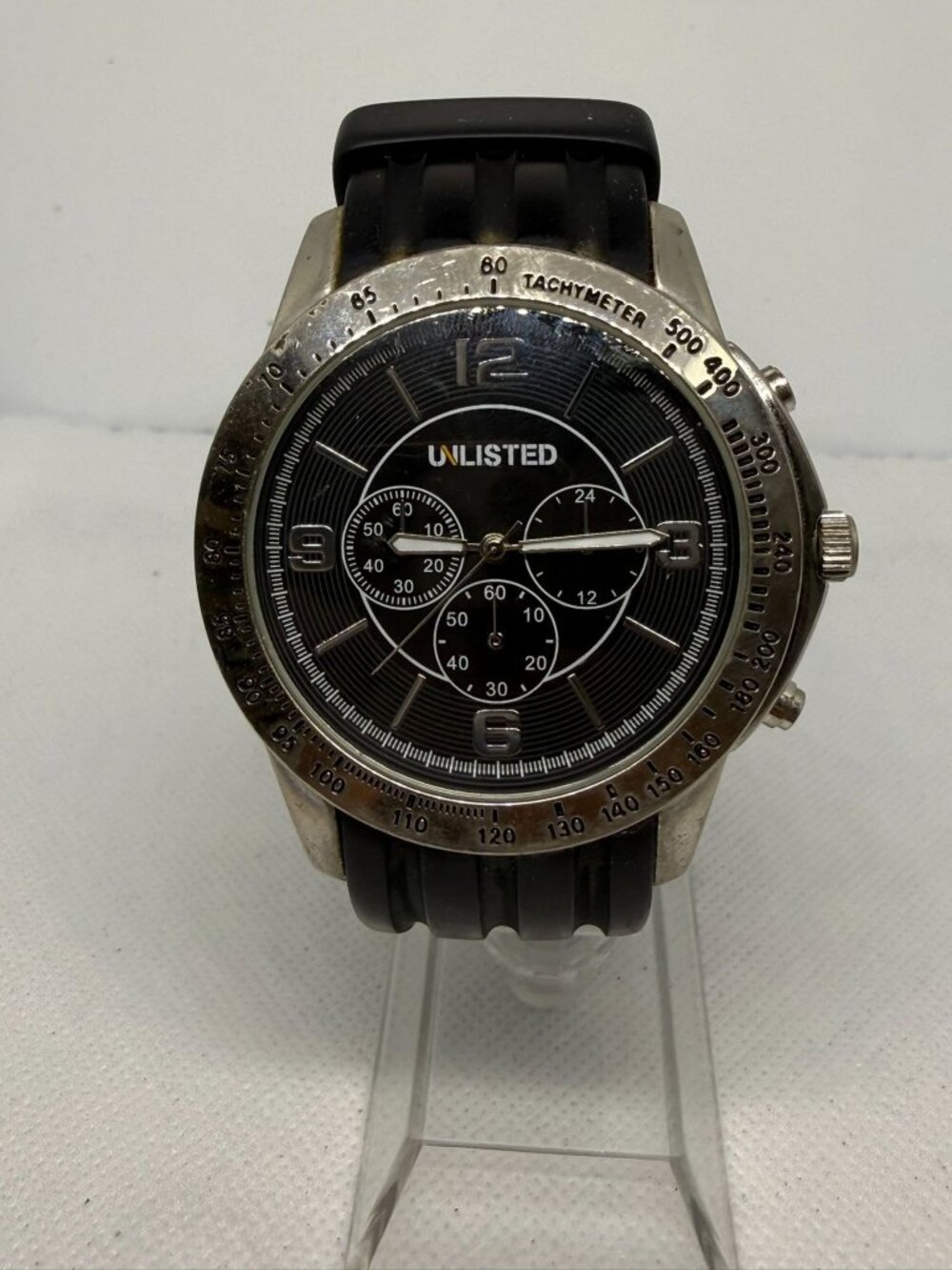 Unlisted by Kenneth Cole Men's Black Polyurethane Strap Quartz Watch 3010008945